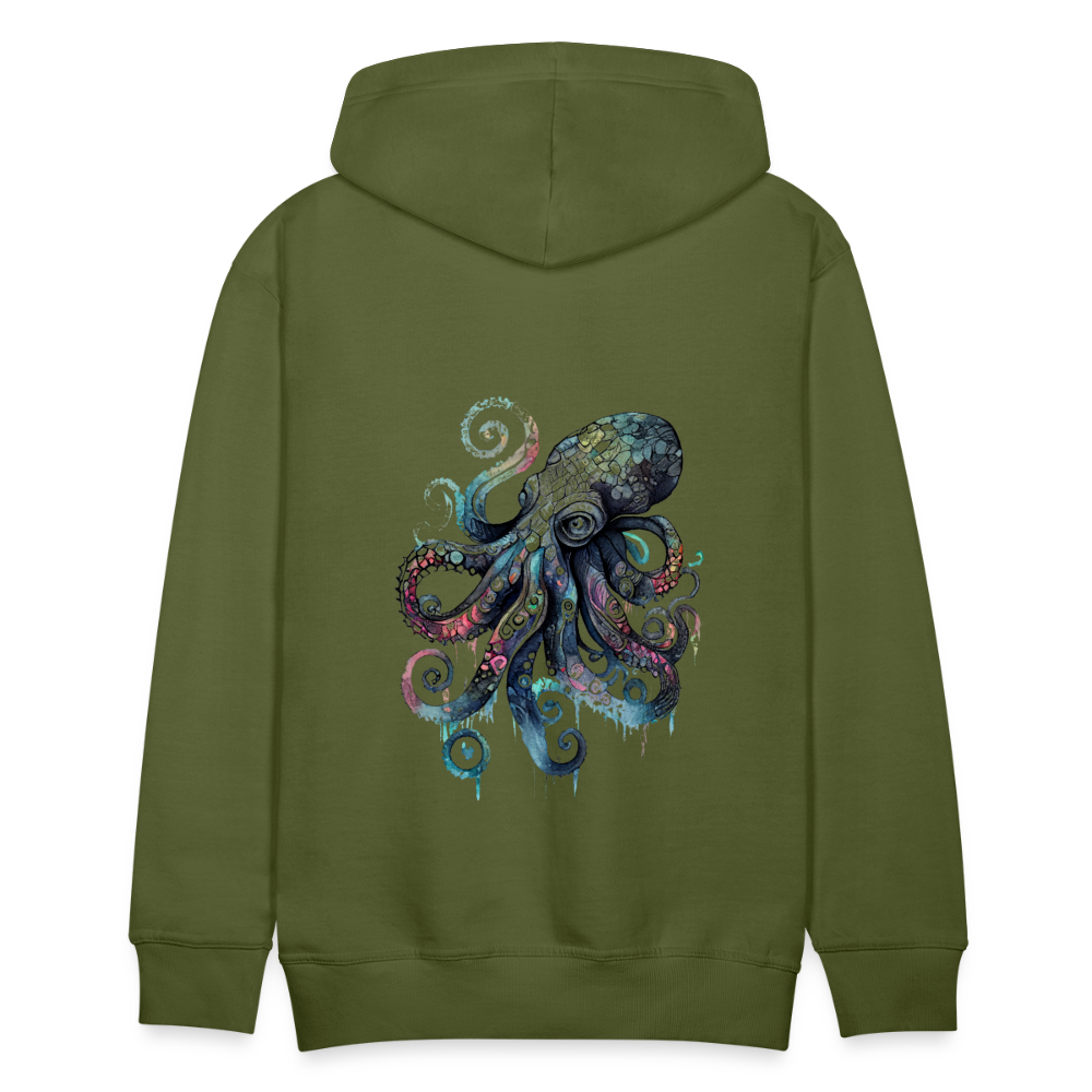 Cooler Wasserfarben Aquarell Oktopus - Männer Premium Hoodie - Olivgrün