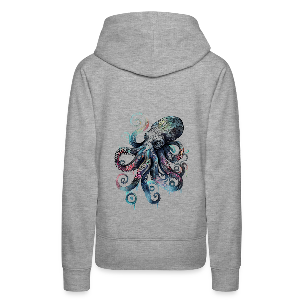 Cooler Wasserfarben Aquarell Oktopus - Frauen Premium Hoodie - Grau meliert
