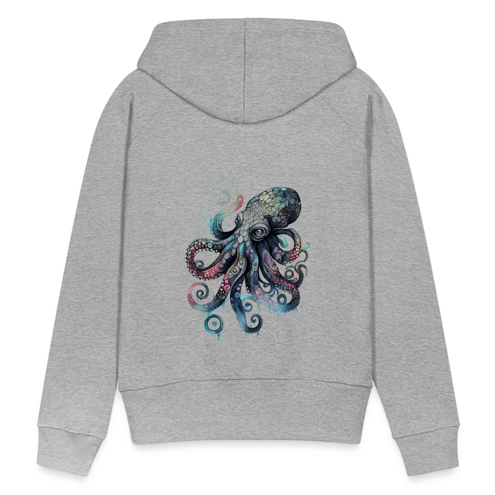 Cooler Wasserfarben Aquarell Oktopus - Frauen Premium Hoodie - Grau meliert