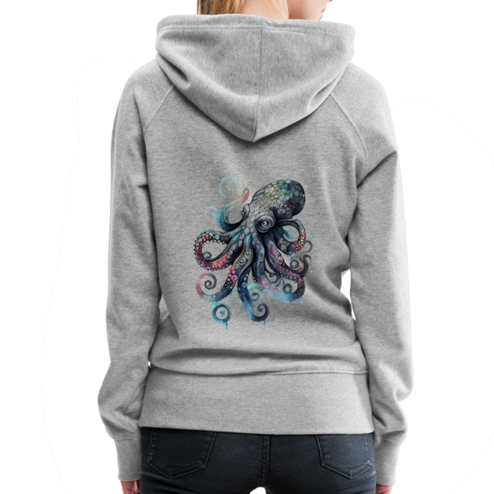 Cooler Wasserfarben Aquarell Oktopus - Frauen Premium Hoodie - Grau meliert