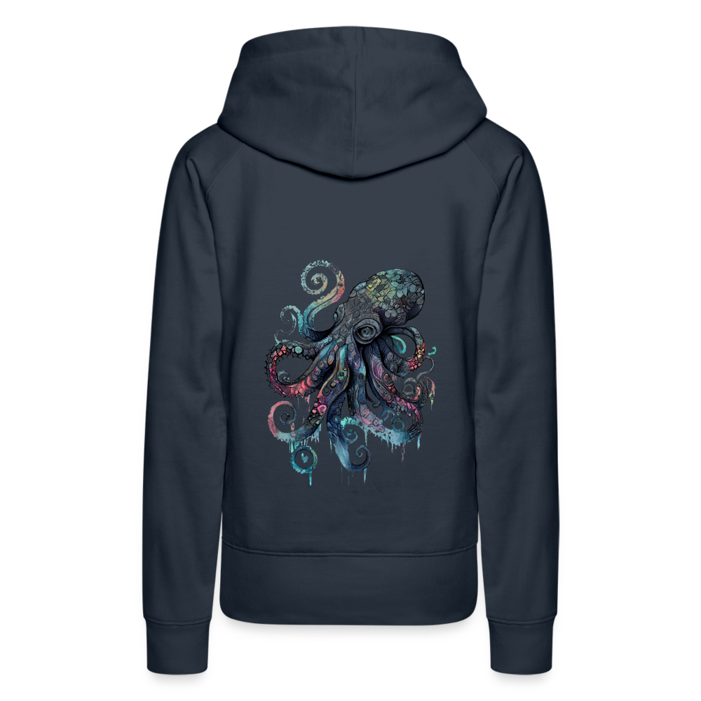 Cooler Wasserfarben Aquarell Oktopus - Frauen Premium Hoodie - Navy