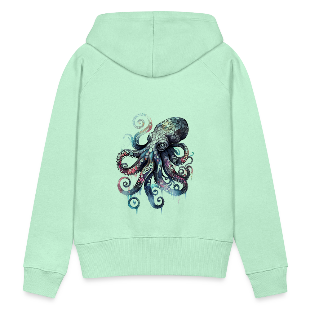 Cooler Wasserfarben Aquarell Oktopus - Frauen Premium Hoodie - helles Mintgrün