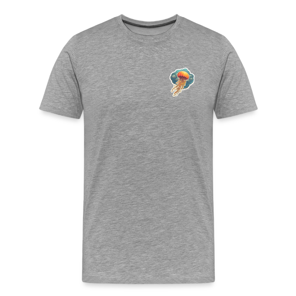 Oranges Sticker Quallen Artwork - Männer Premium T-Shirt - Grau meliert