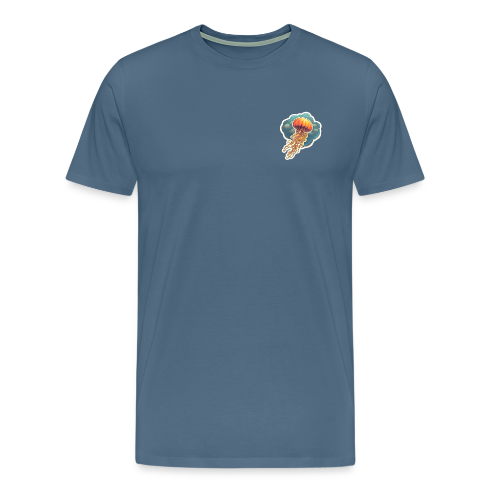 Oranges Sticker Quallen Artwork - Männer Premium T-Shirt - Blaugrau