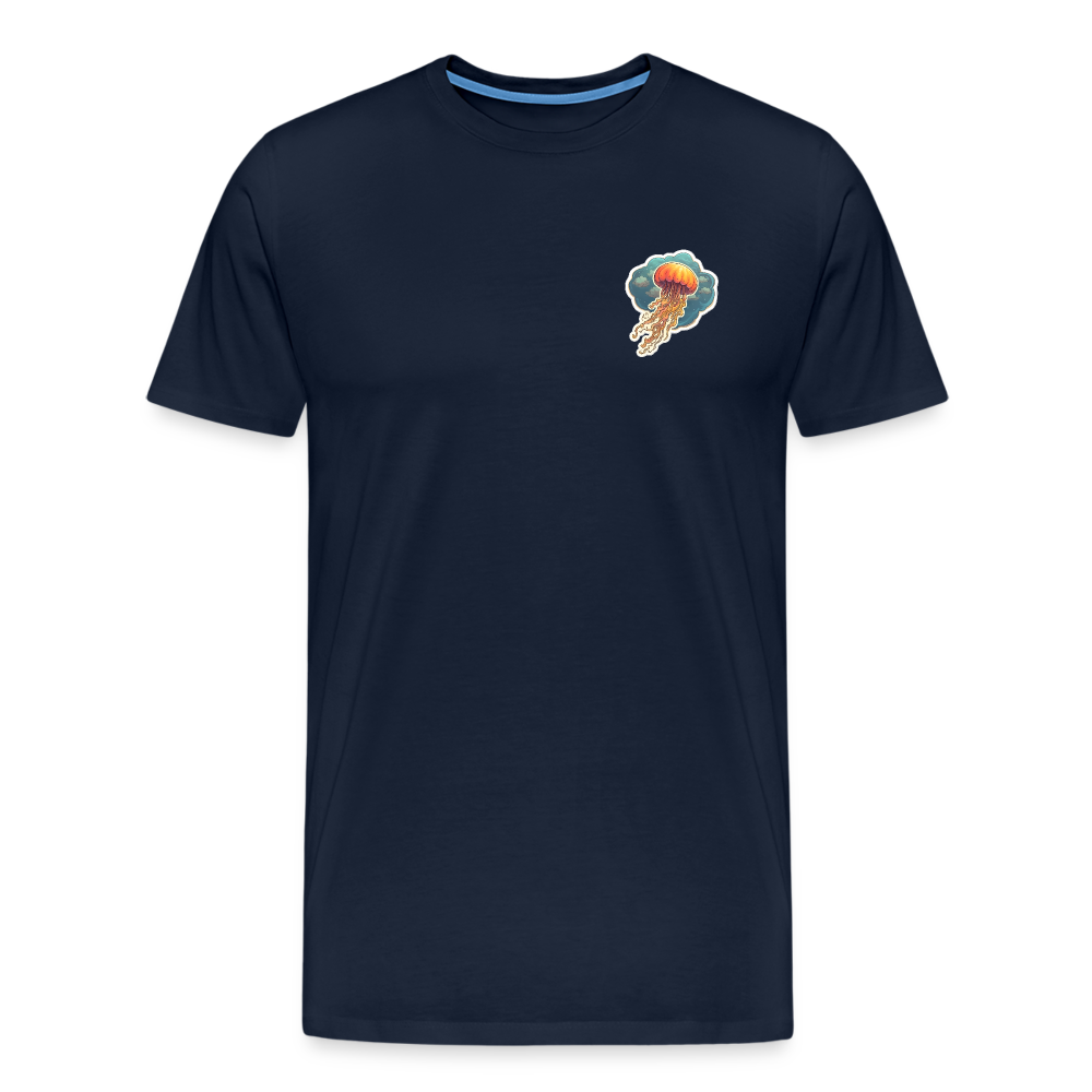 Oranges Sticker Quallen Artwork - Männer Premium T-Shirt - Navy
