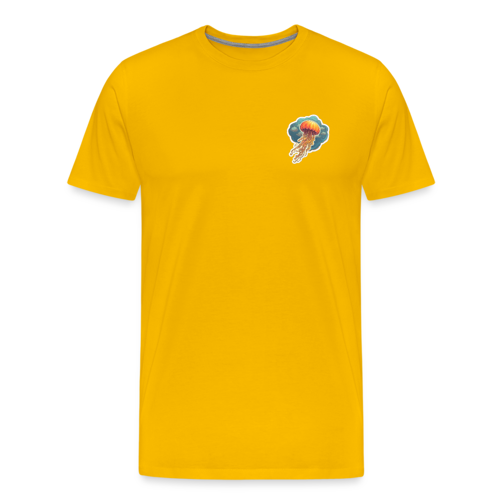 Oranges Sticker Quallen Artwork - Männer Premium T-Shirt - Sonnengelb