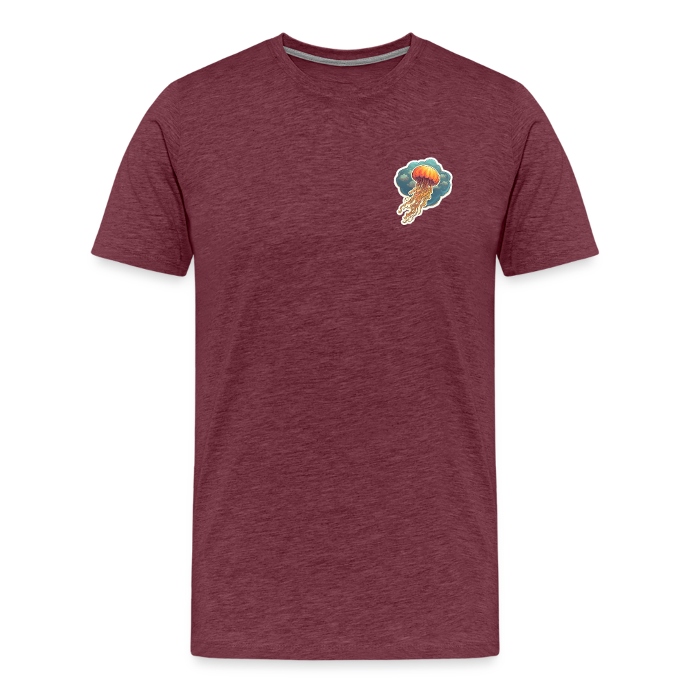 Oranges Sticker Quallen Artwork - Männer Premium T-Shirt - Bordeauxrot meliert