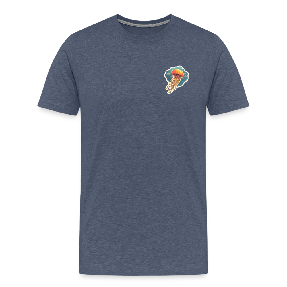 Oranges Sticker Quallen Artwork - Männer Premium T-Shirt - Blau meliert