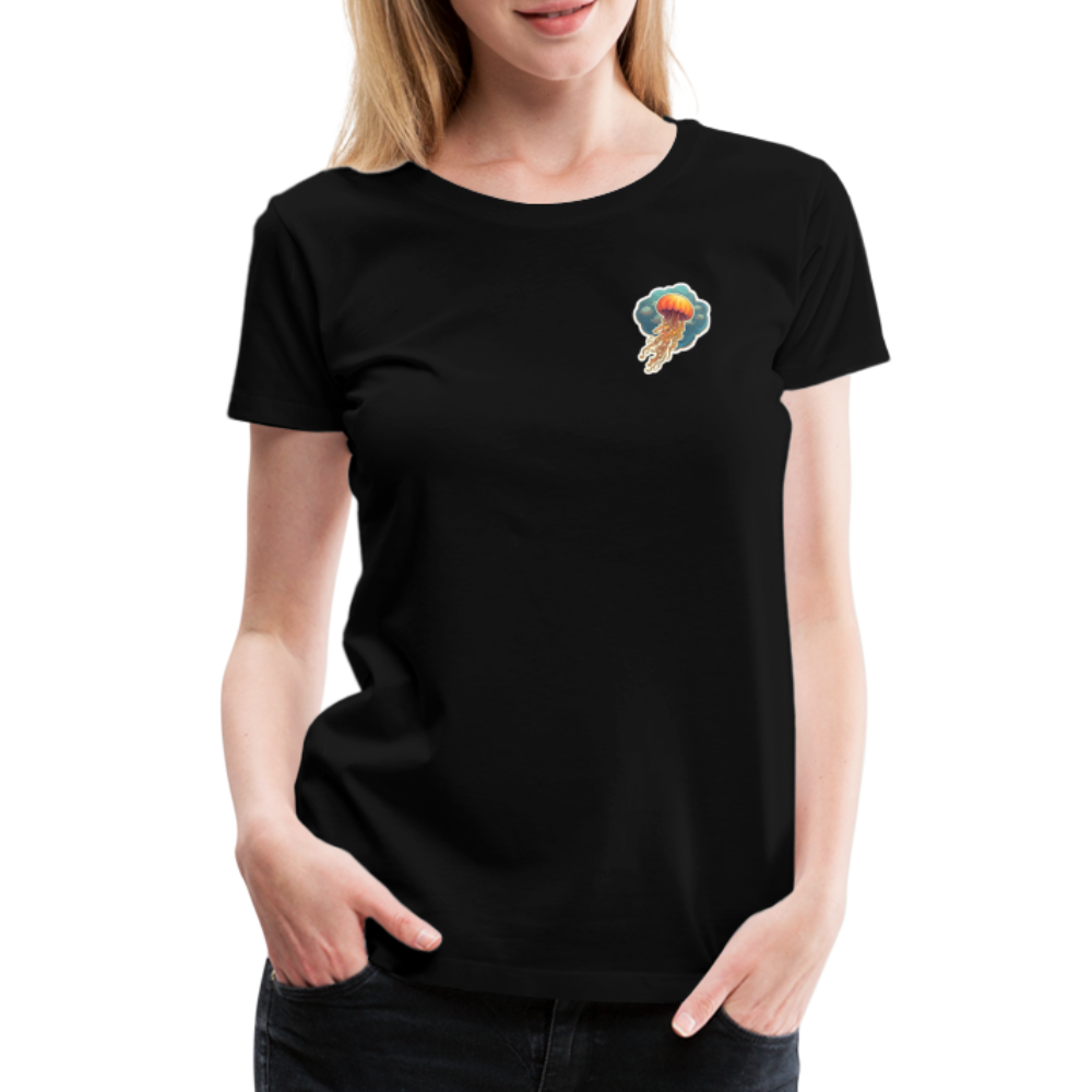 Oranges Sticker Quallen Artwork - Frauen Premium T-Shirt - Schwarz