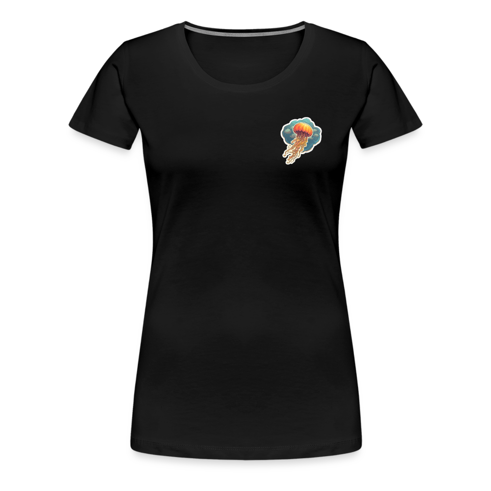Oranges Sticker Quallen Artwork - Frauen Premium T-Shirt - Schwarz