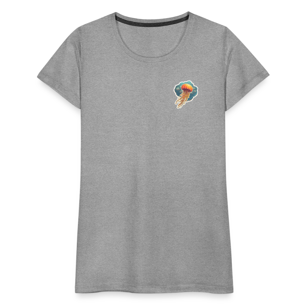 Oranges Sticker Quallen Artwork - Frauen Premium T-Shirt - Grau meliert