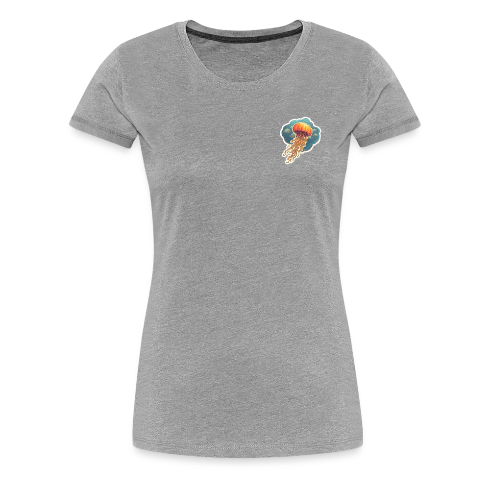 Oranges Sticker Quallen Artwork - Frauen Premium T-Shirt - Grau meliert