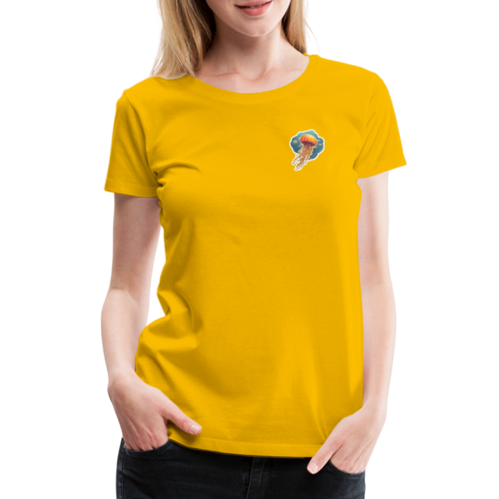 Oranges Sticker Quallen Artwork - Frauen Premium T-Shirt - Sonnengelb