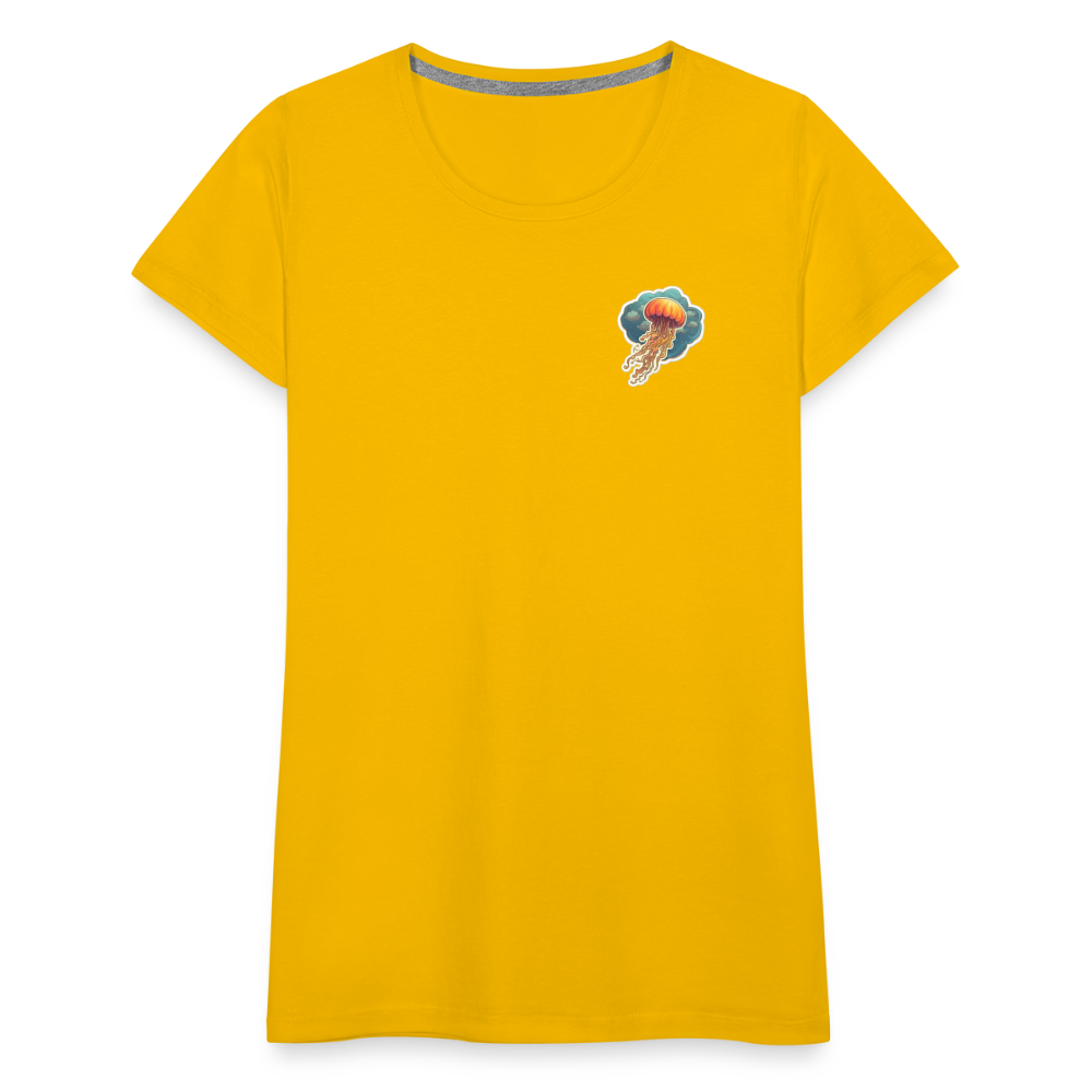 Oranges Sticker Quallen Artwork - Frauen Premium T-Shirt - Sonnengelb