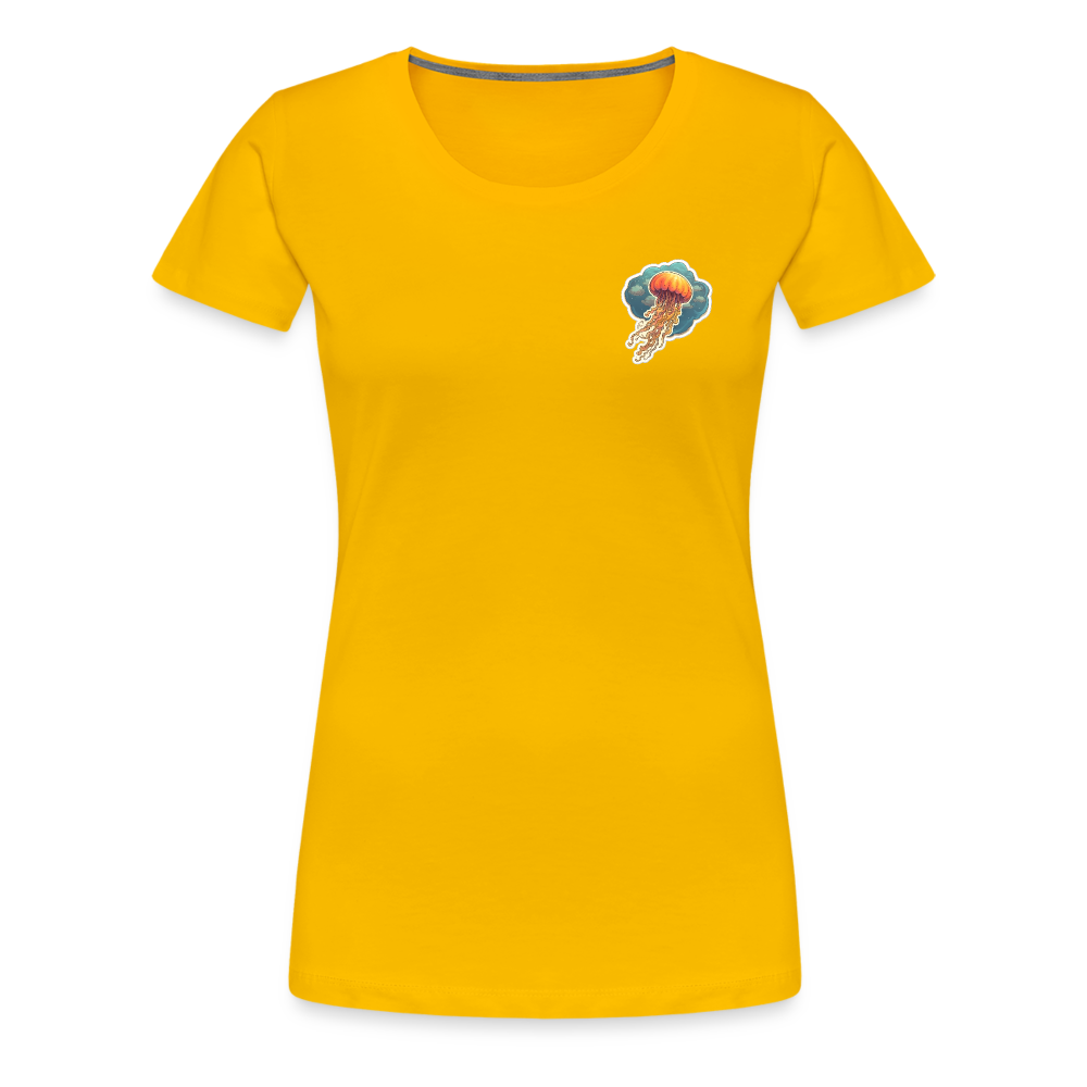 Oranges Sticker Quallen Artwork - Frauen Premium T-Shirt - Sonnengelb