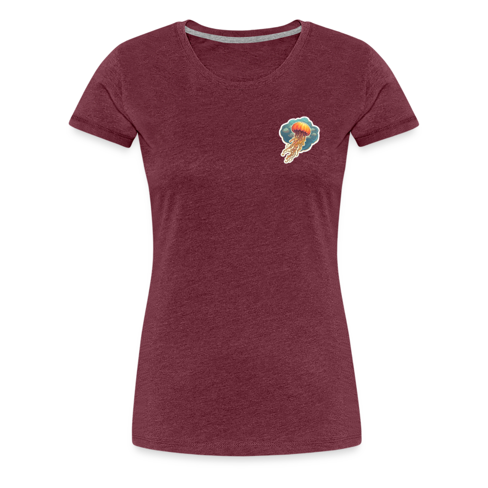 Oranges Sticker Quallen Artwork - Frauen Premium T-Shirt - Bordeauxrot meliert