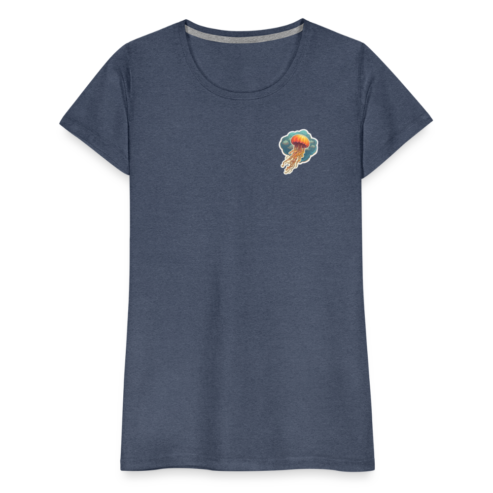 Oranges Sticker Quallen Artwork - Frauen Premium T-Shirt - Blau meliert