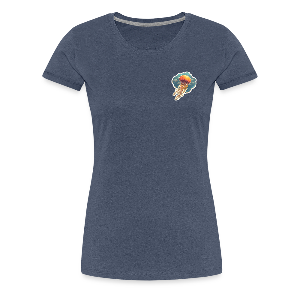 Oranges Sticker Quallen Artwork - Frauen Premium T-Shirt - Blau meliert