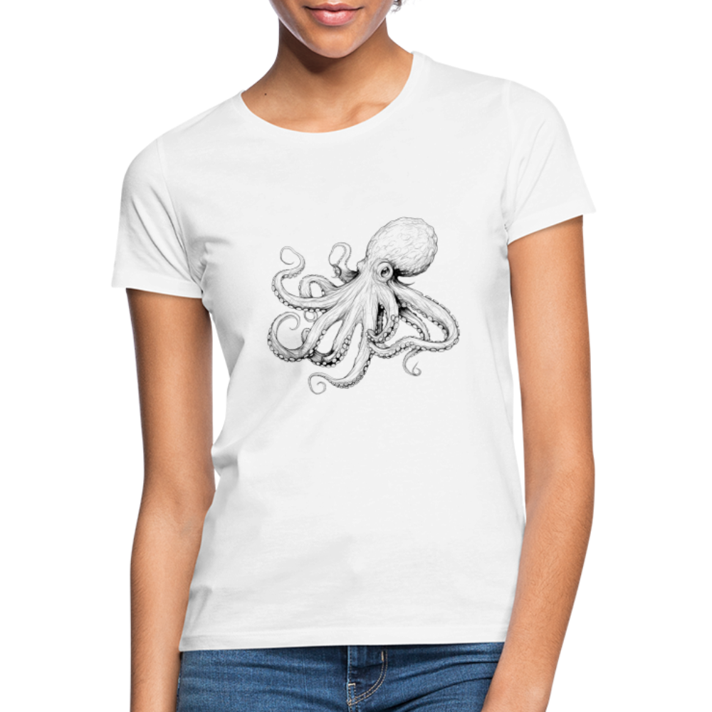 Zarte Oktopus Kraken Illustration in schwarz - Frauen T-Shirt - Weiß