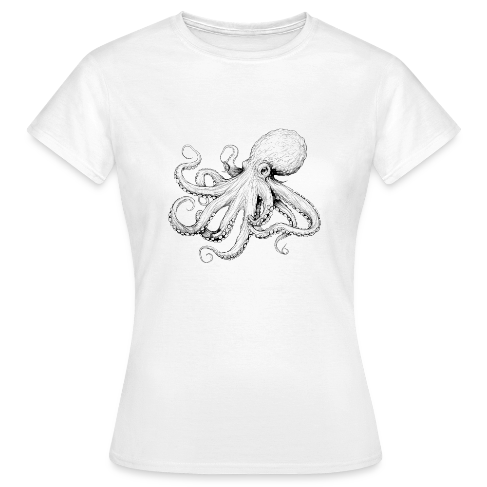 Zarte Oktopus Kraken Illustration in schwarz - Frauen T-Shirt - Weiß