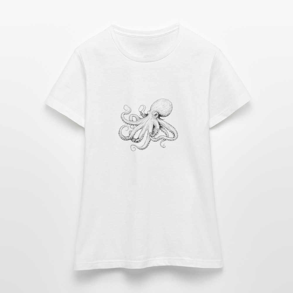Zarte Oktopus Kraken Illustration in schwarz - Frauen T-Shirt - Weiß