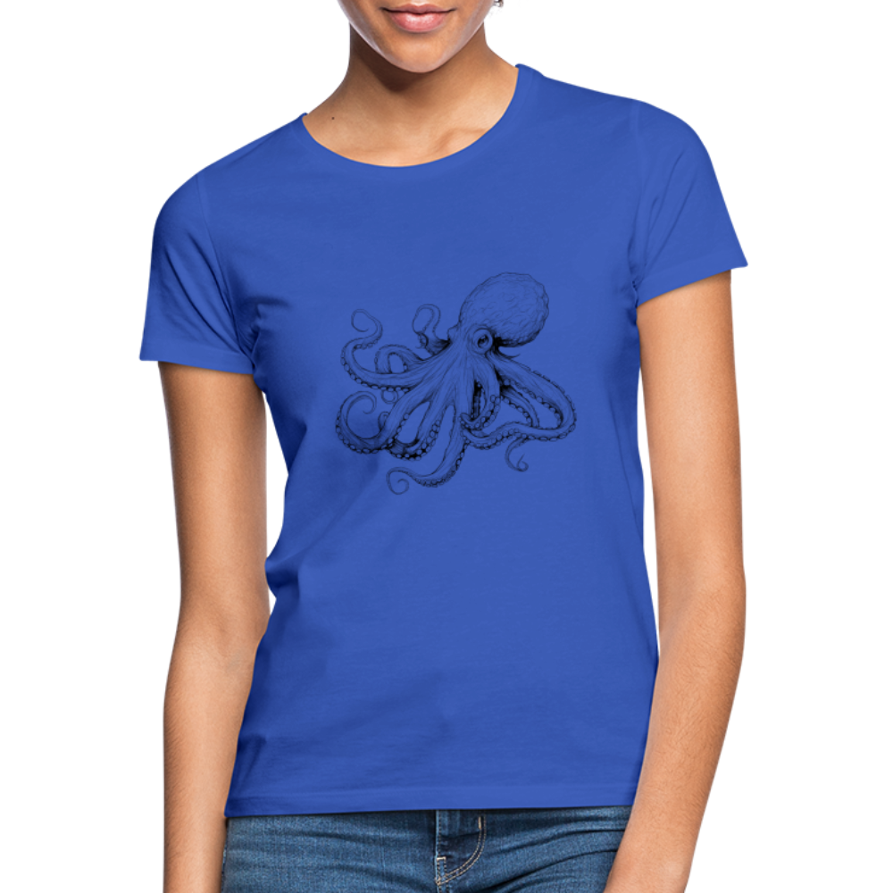 Zarte Oktopus Kraken Illustration in schwarz - Frauen T-Shirt - Royalblau