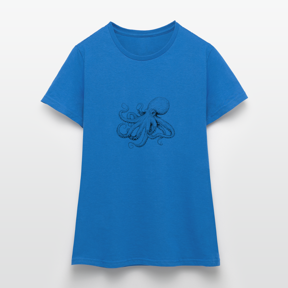 Zarte Oktopus Kraken Illustration in schwarz - Frauen T-Shirt - Royalblau