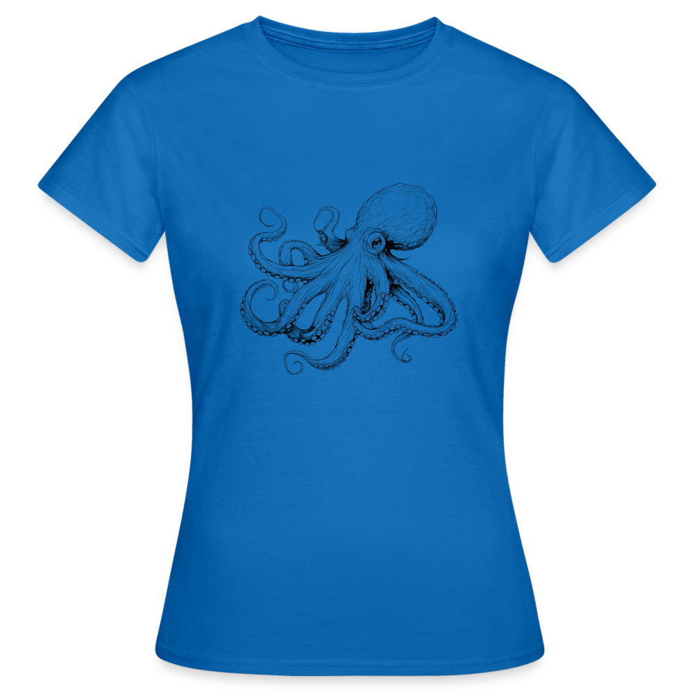 Zarte Oktopus Kraken Illustration in schwarz - Frauen T-Shirt - Royalblau