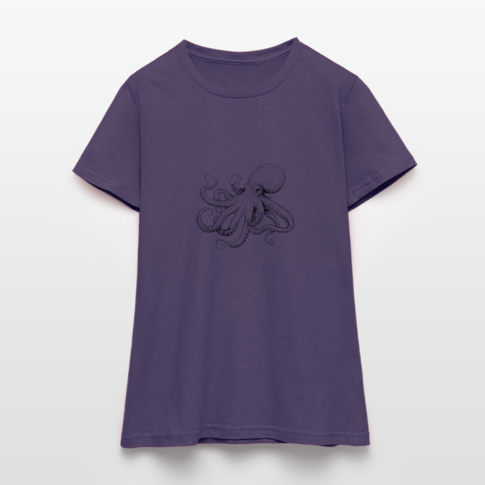 Zarte Oktopus Kraken Illustration in schwarz - Frauen T-Shirt - Dunkellila