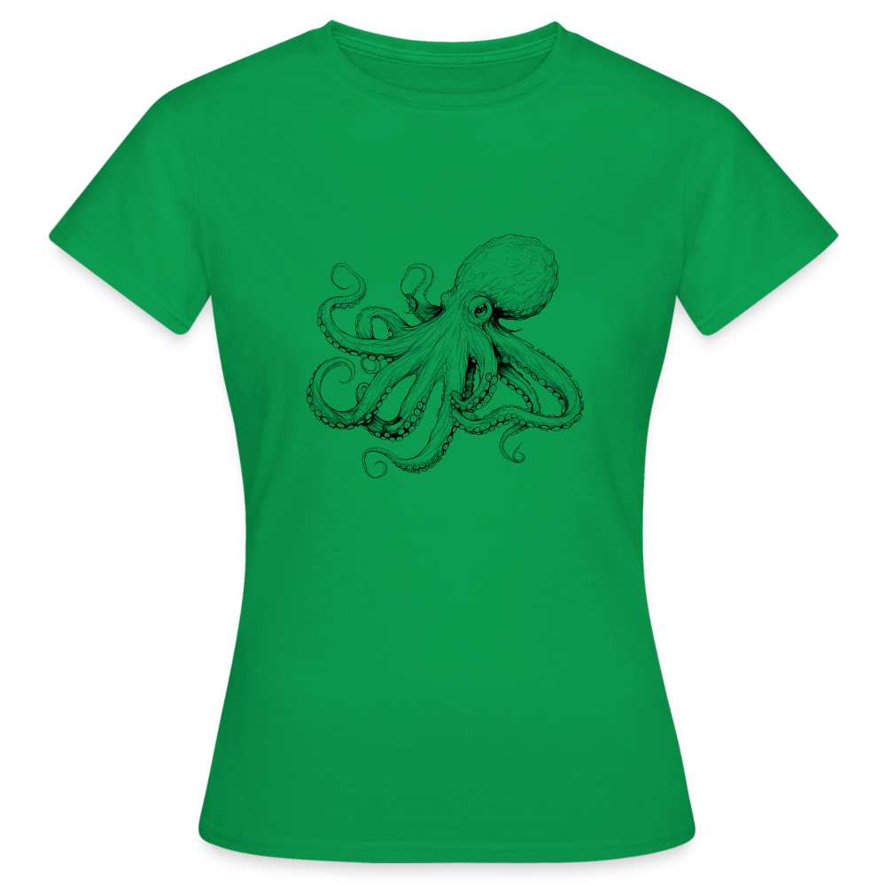 Zarte Oktopus Kraken Illustration in schwarz - Frauen T-Shirt - Kelly Green