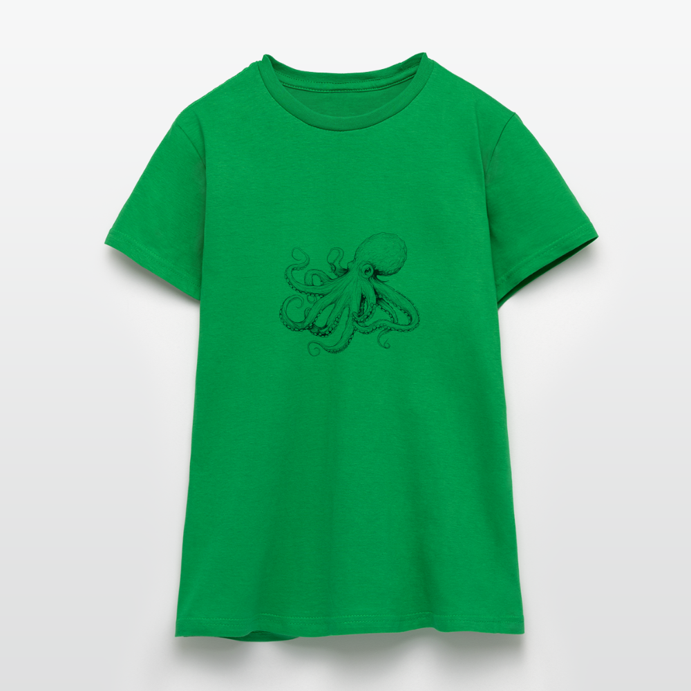 Zarte Oktopus Kraken Illustration in schwarz - Frauen T-Shirt - Kelly Green