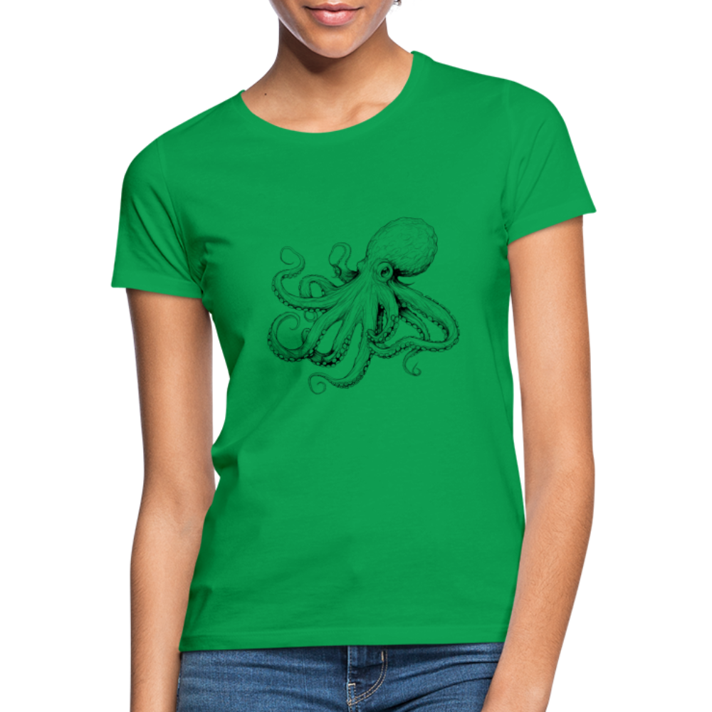 Zarte Oktopus Kraken Illustration in schwarz - Frauen T-Shirt - Kelly Green