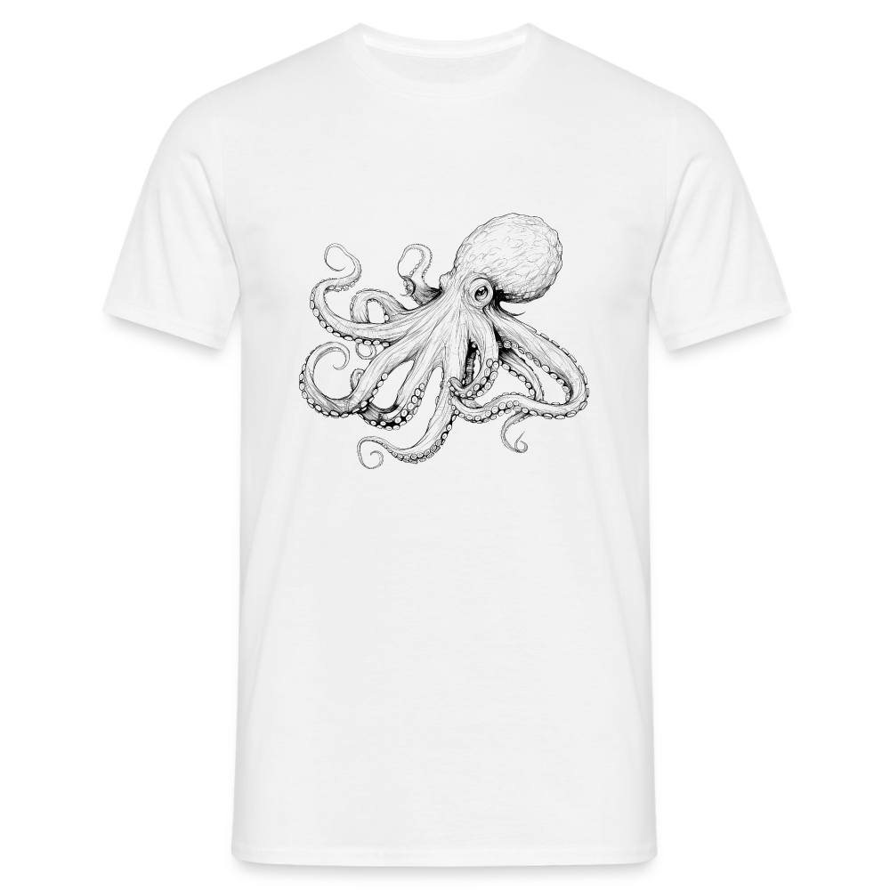Zarte Oktopus Kraken Illustration in schwarz - Männer T-Shirt - Weiß
