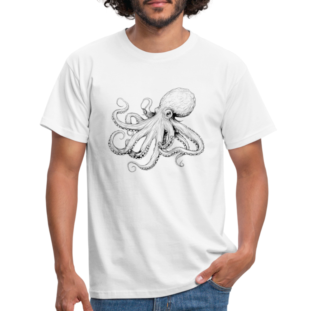 Zarte Oktopus Kraken Illustration in schwarz - Männer T-Shirt - Weiß