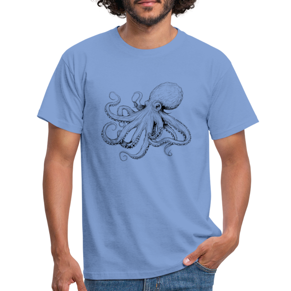 Zarte Oktopus Kraken Illustration in schwarz - Männer T-Shirt - carolina blue