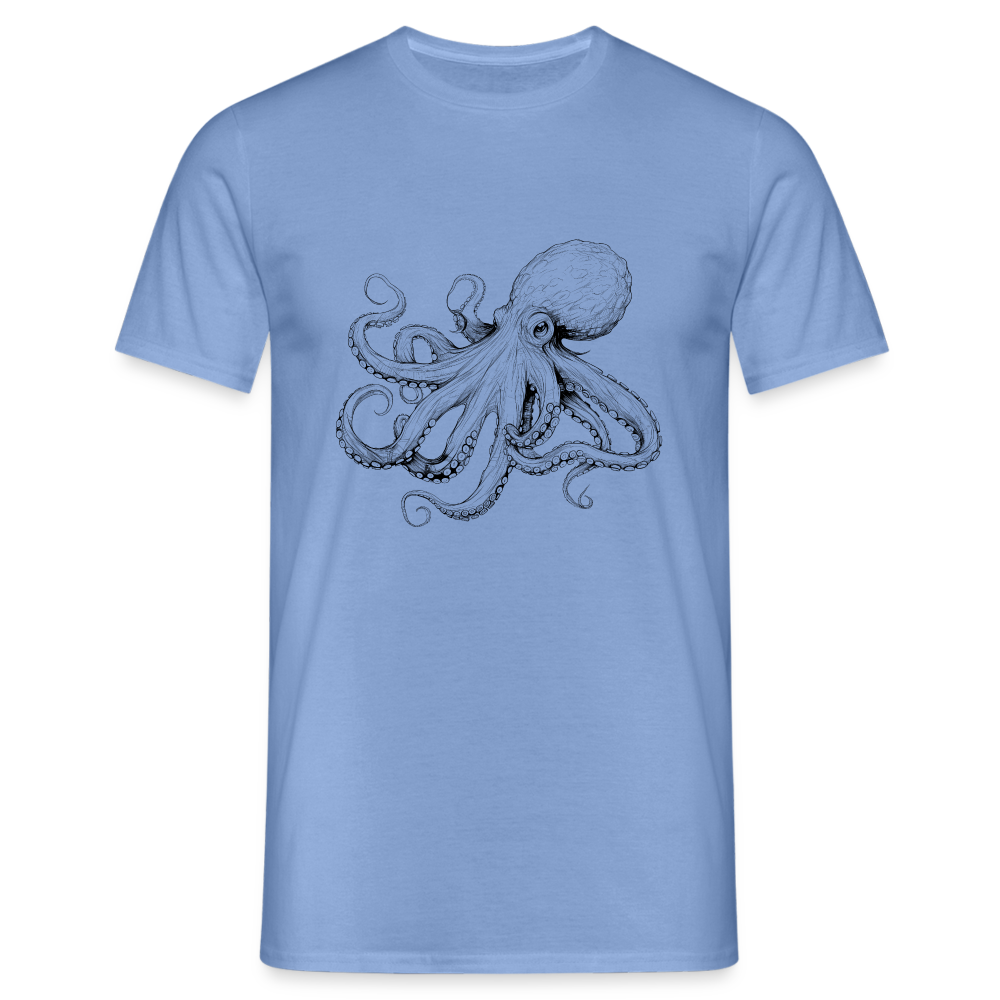 Zarte Oktopus Kraken Illustration in schwarz - Männer T-Shirt - carolina blue