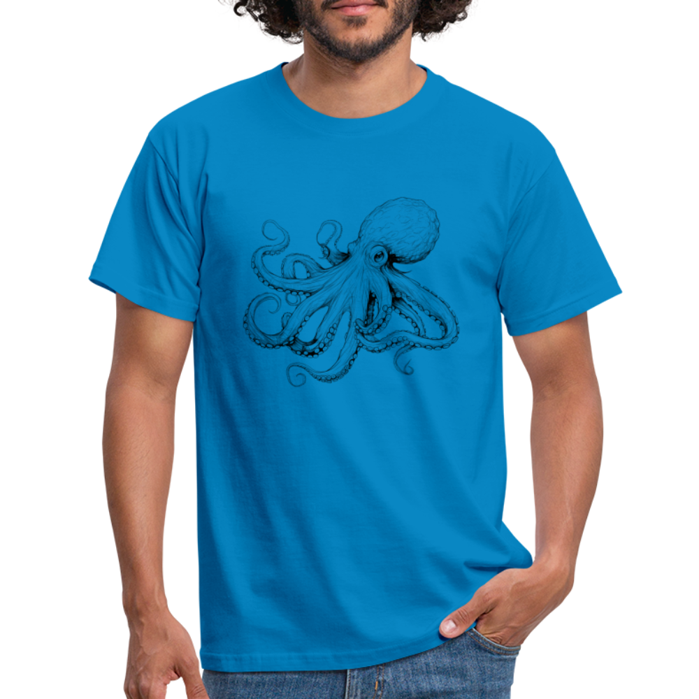 Zarte Oktopus Kraken Illustration in schwarz - Männer T-Shirt - Royalblau