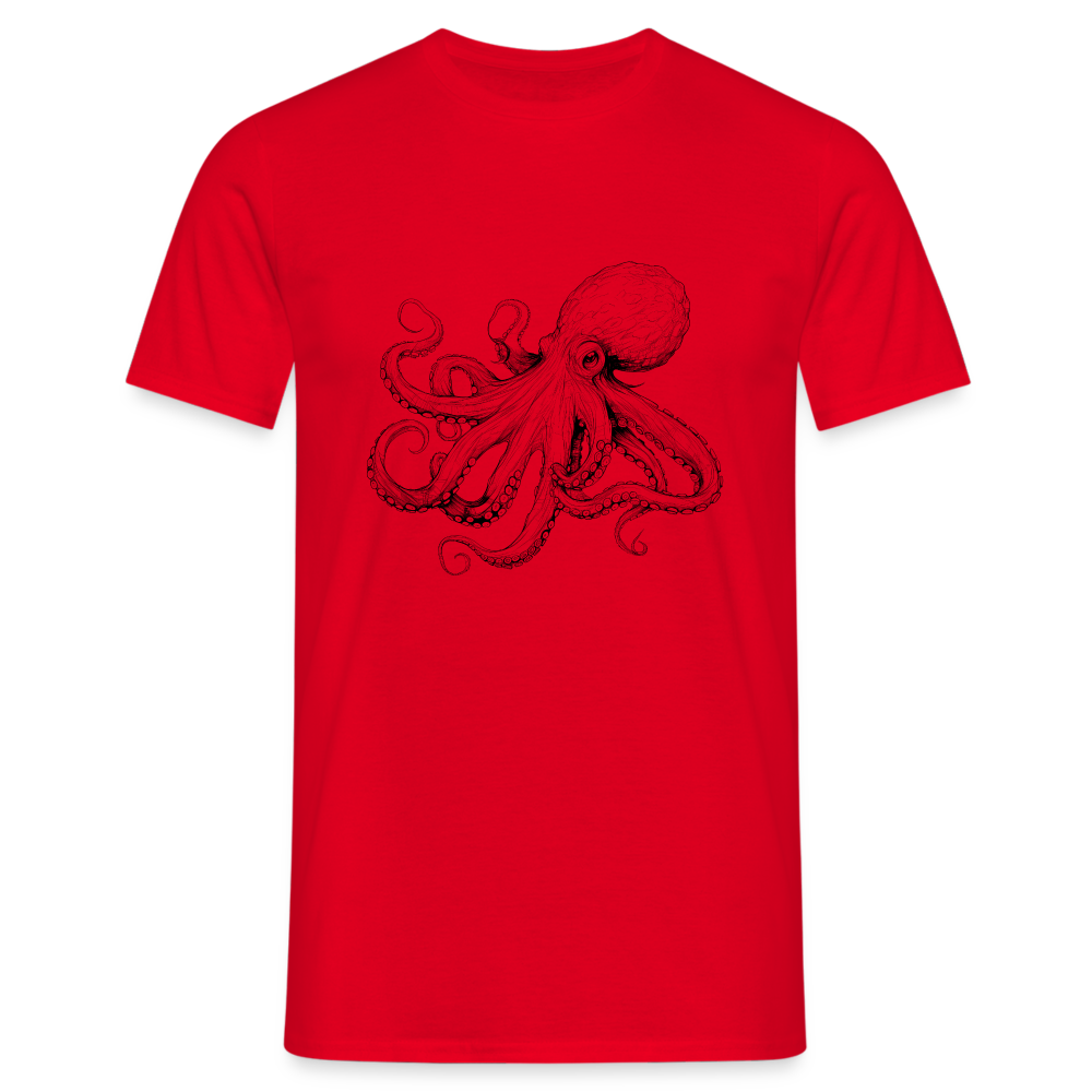 Zarte Oktopus Kraken Illustration in schwarz - Männer T-Shirt - Rot