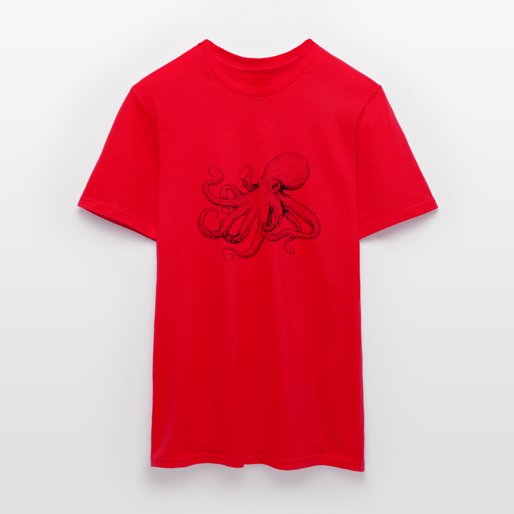 Zarte Oktopus Kraken Illustration in schwarz - Männer T-Shirt - Rot