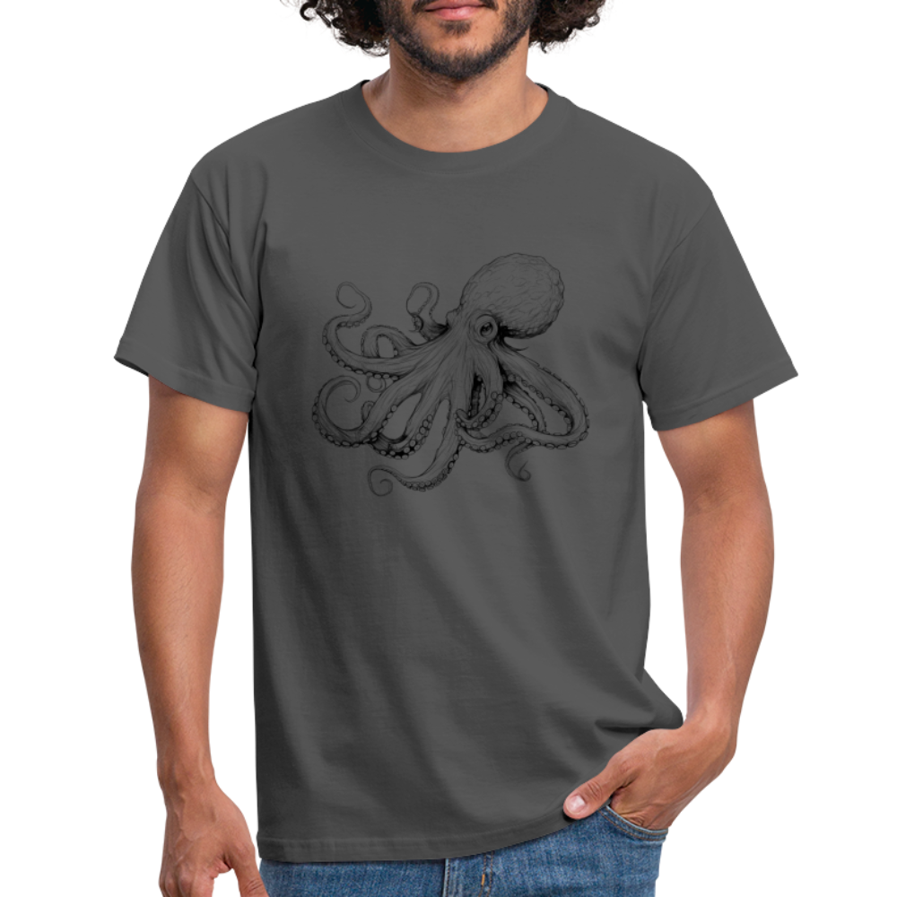Zarte Oktopus Kraken Illustration in schwarz - Männer T-Shirt - Anthrazit