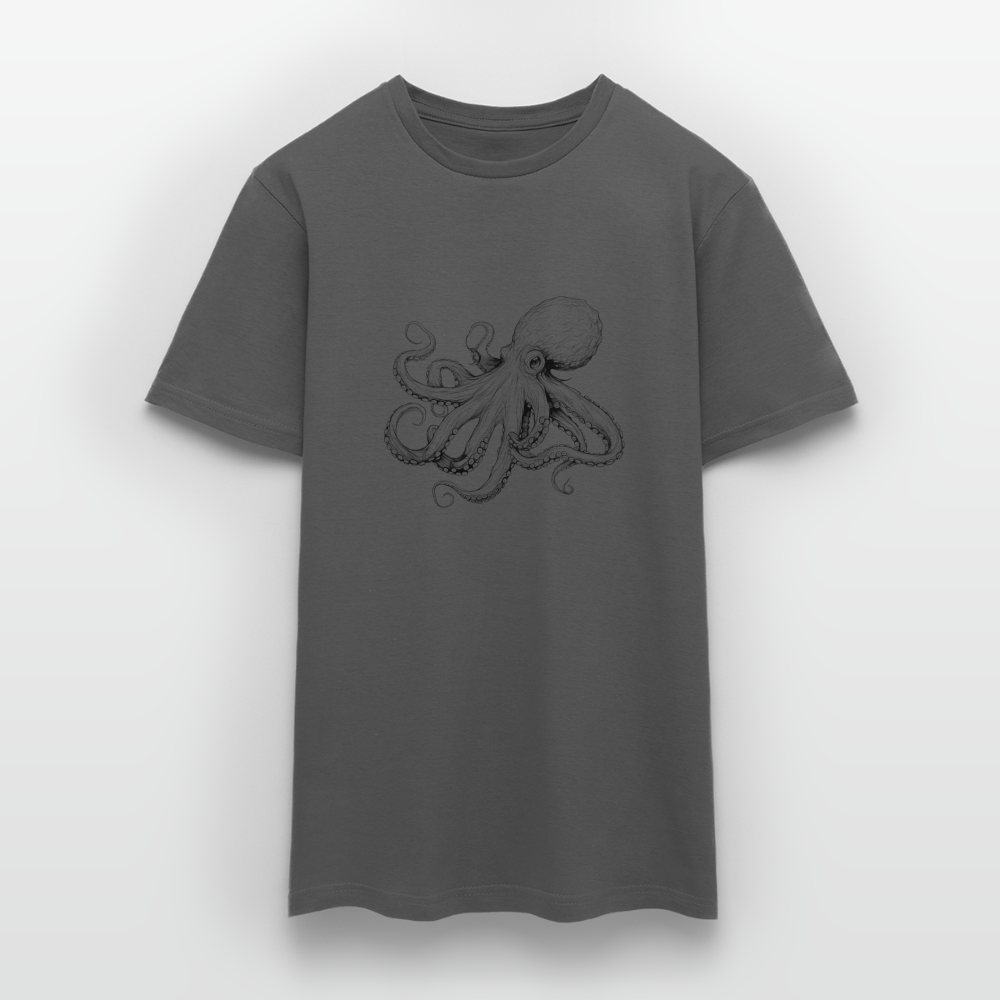 Zarte Oktopus Kraken Illustration in schwarz - Männer T-Shirt - Anthrazit