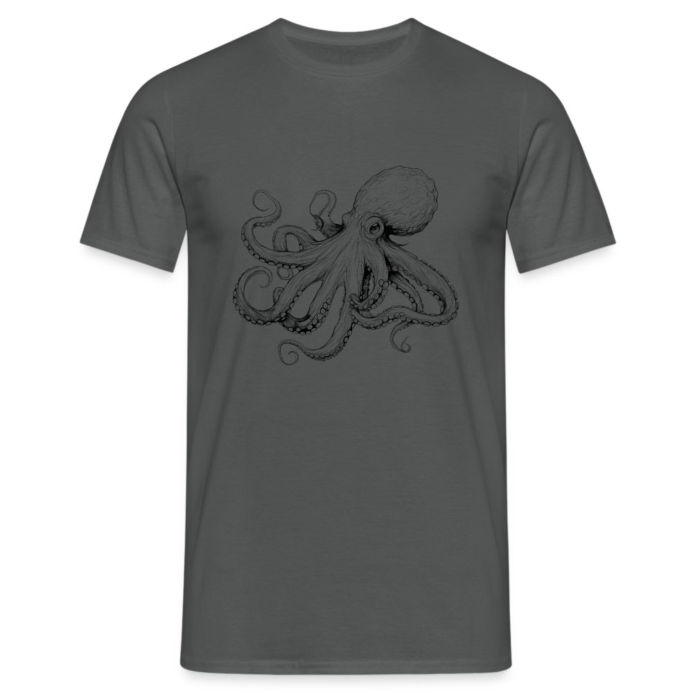 Zarte Oktopus Kraken Illustration in schwarz - Männer T-Shirt - Anthrazit