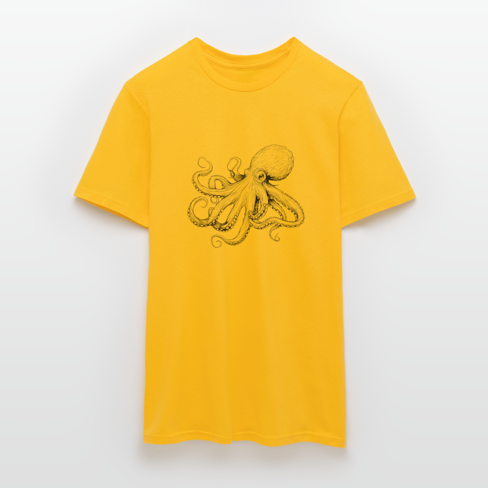 Zarte Oktopus Kraken Illustration in schwarz - Männer T-Shirt - Gelb