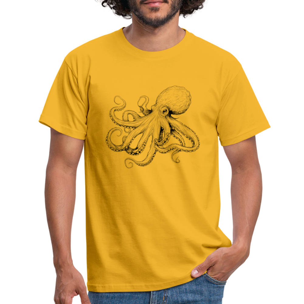 Zarte Oktopus Kraken Illustration in schwarz - Männer T-Shirt - Gelb