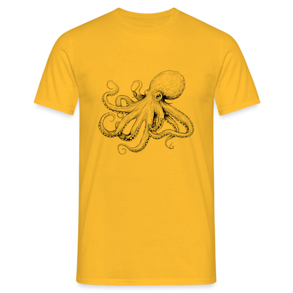 Zarte Oktopus Kraken Illustration in schwarz - Männer T-Shirt - Gelb