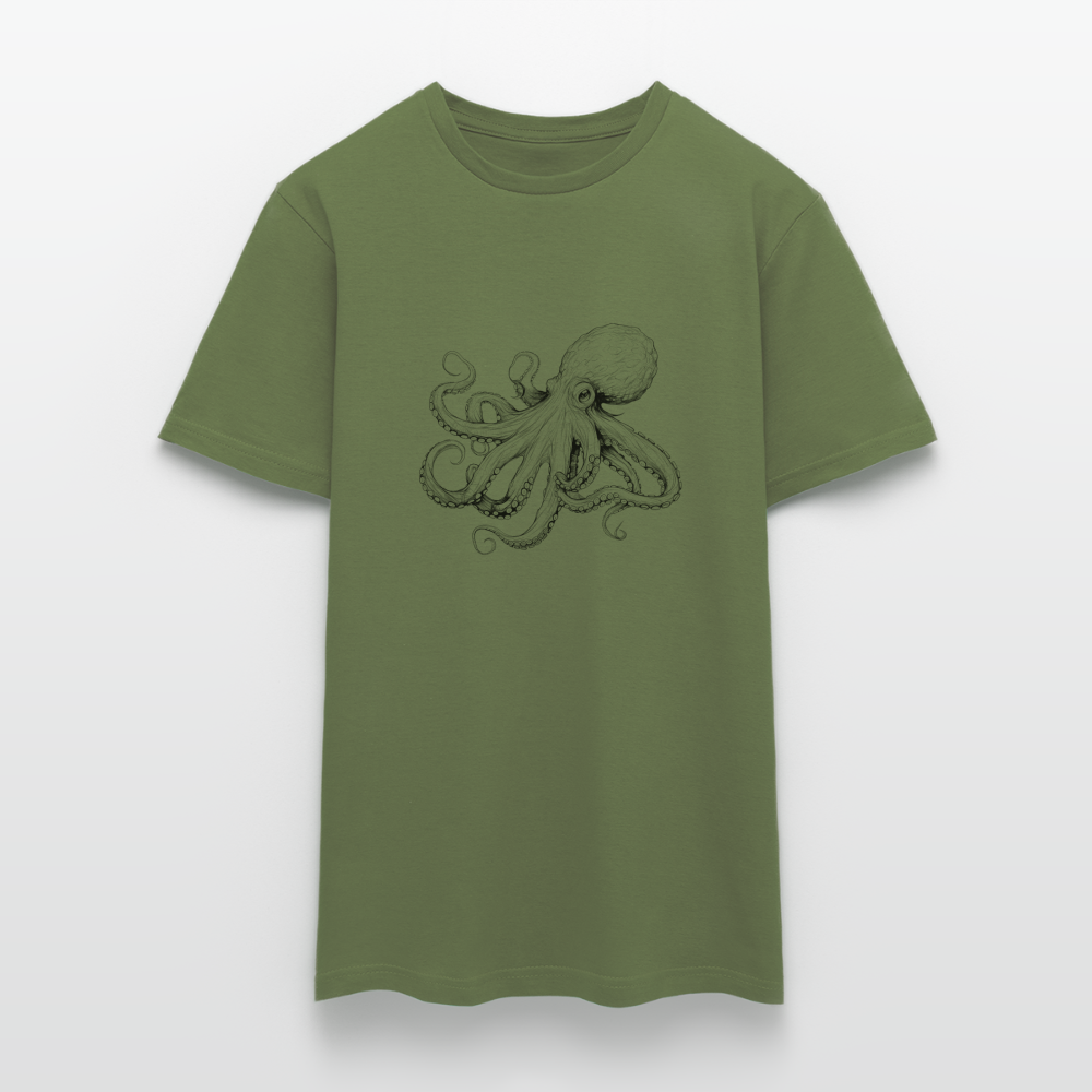 Zarte Oktopus Kraken Illustration in schwarz - Männer T-Shirt - Militärgrün