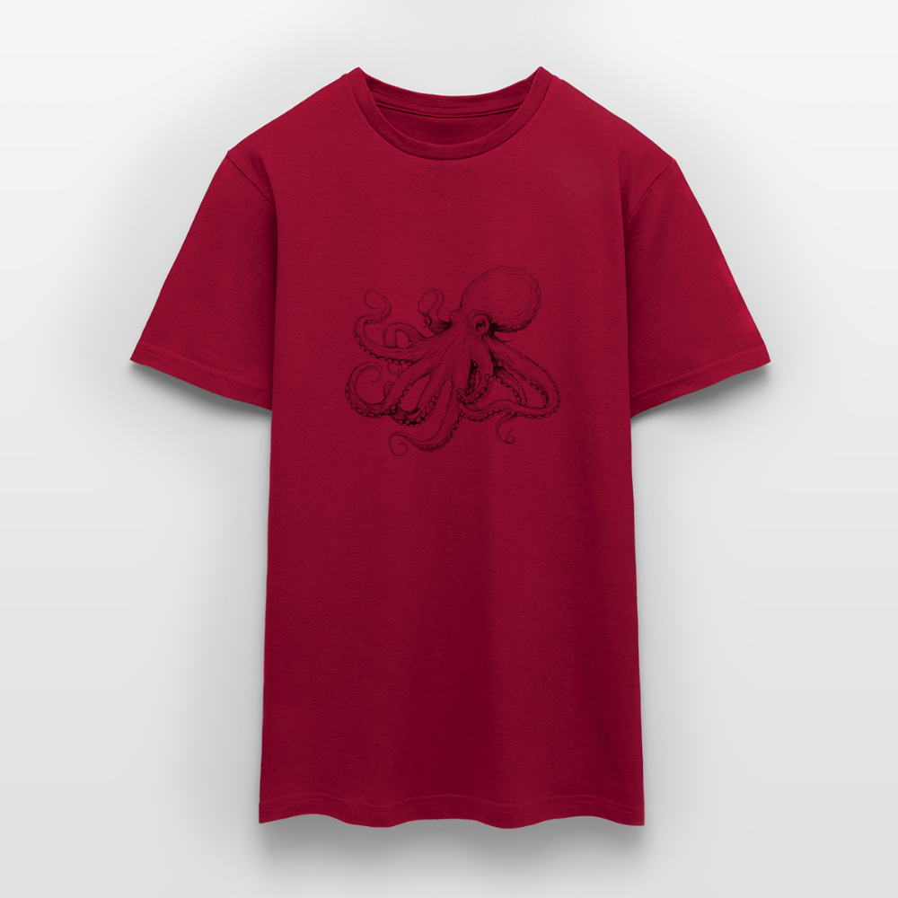 Zarte Oktopus Kraken Illustration in schwarz - Männer T-Shirt - Ziegelrot