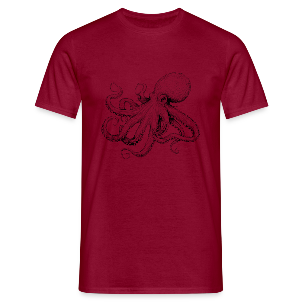 Zarte Oktopus Kraken Illustration in schwarz - Männer T-Shirt - Ziegelrot