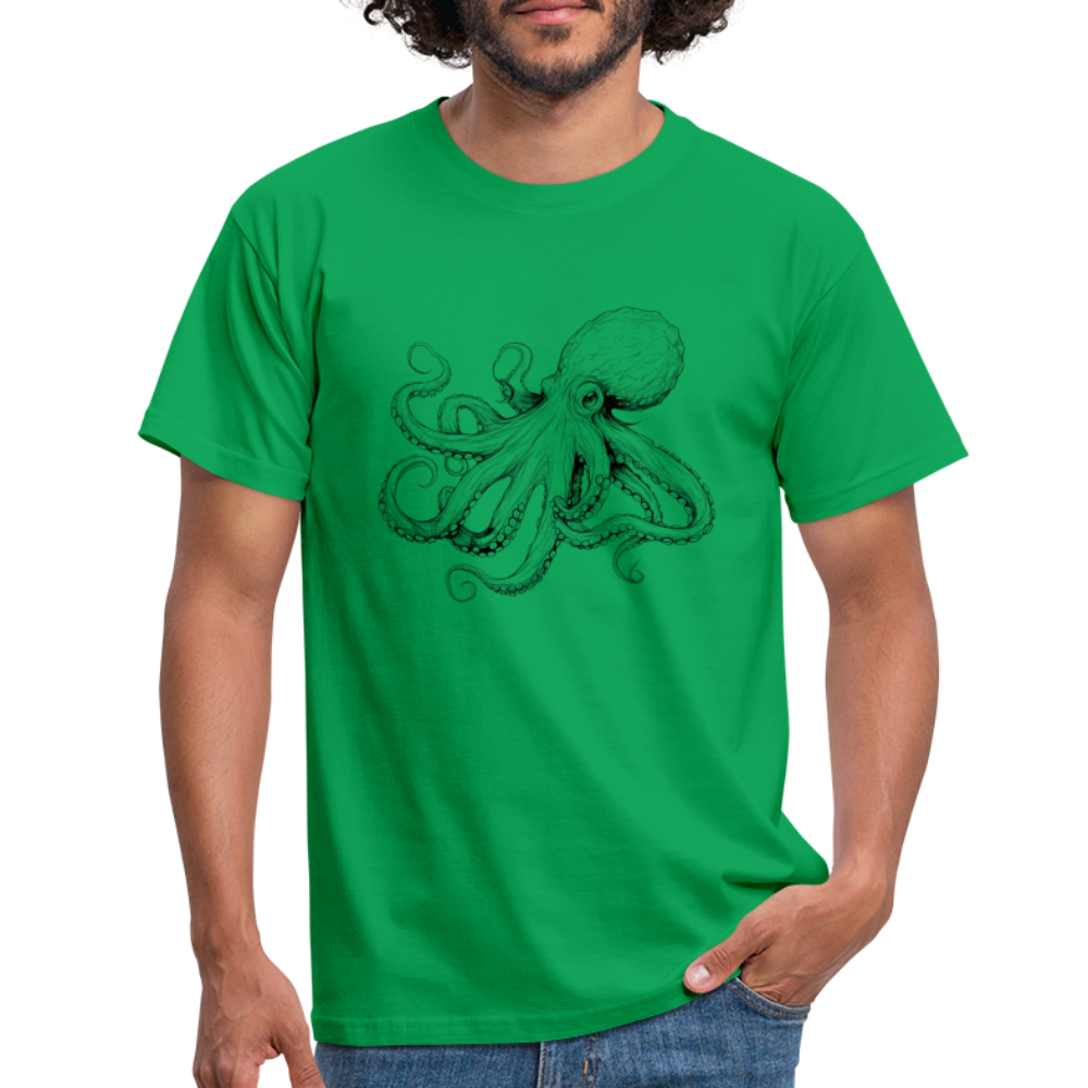 Zarte Oktopus Kraken Illustration in schwarz - Männer T-Shirt - Kelly Green