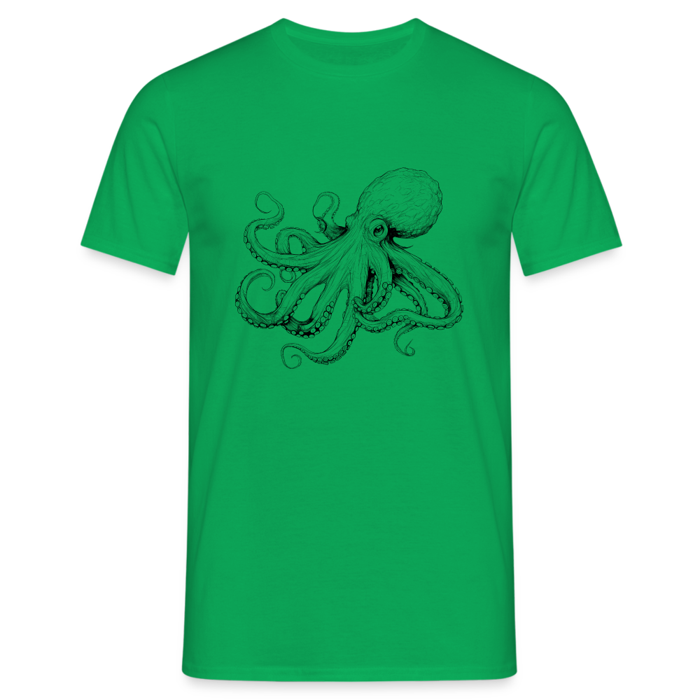 Zarte Oktopus Kraken Illustration in schwarz - Männer T-Shirt - Kelly Green